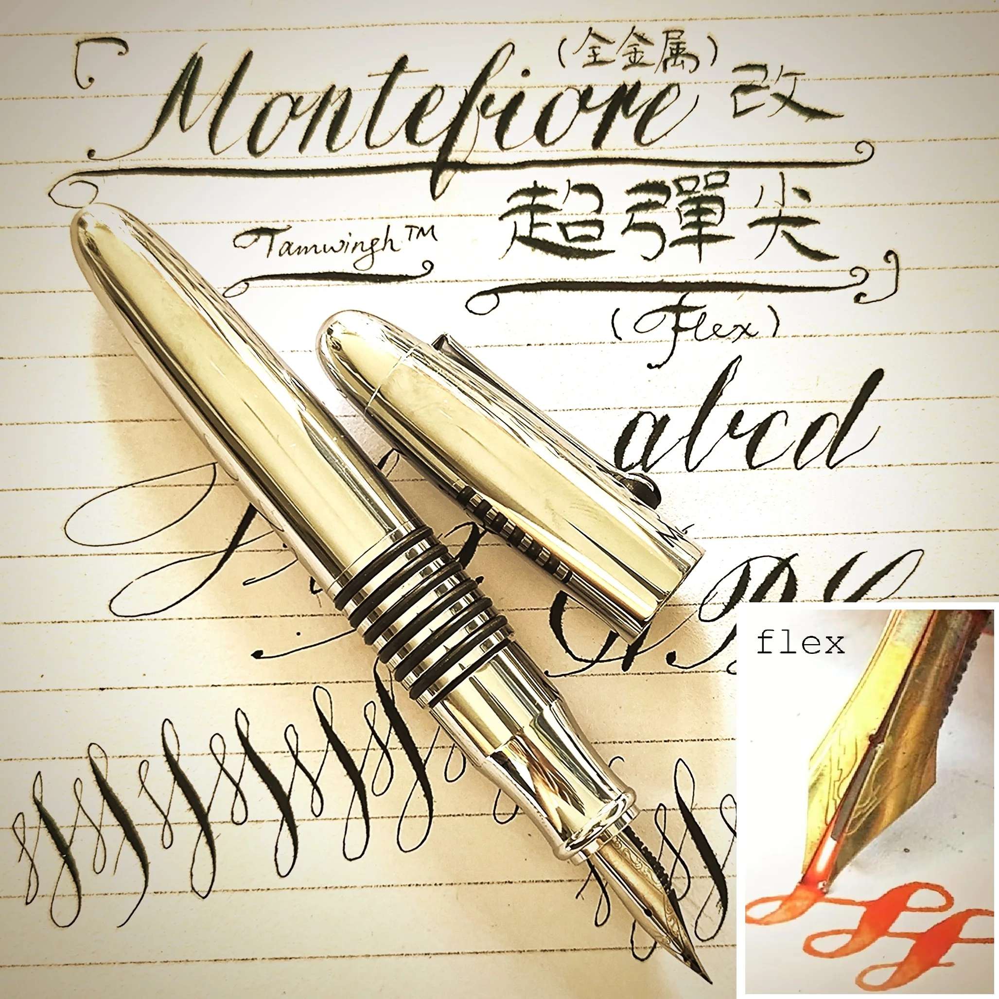 

Mirror Silver Metal Fountain Pen Hyperelastic Amazing Super Rlastic Flexes Nib Pen Flower Body Round Body Flexare Writing Pen