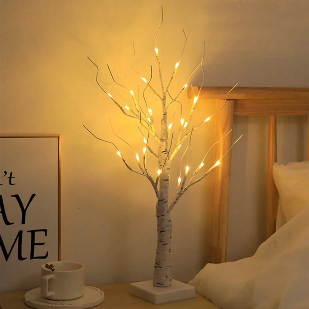 1PC 24LED White Birch Tree Light, Powered By Battery/USB, Suitable For Indoor Party, Desktop Decoration, Holiday Decoration