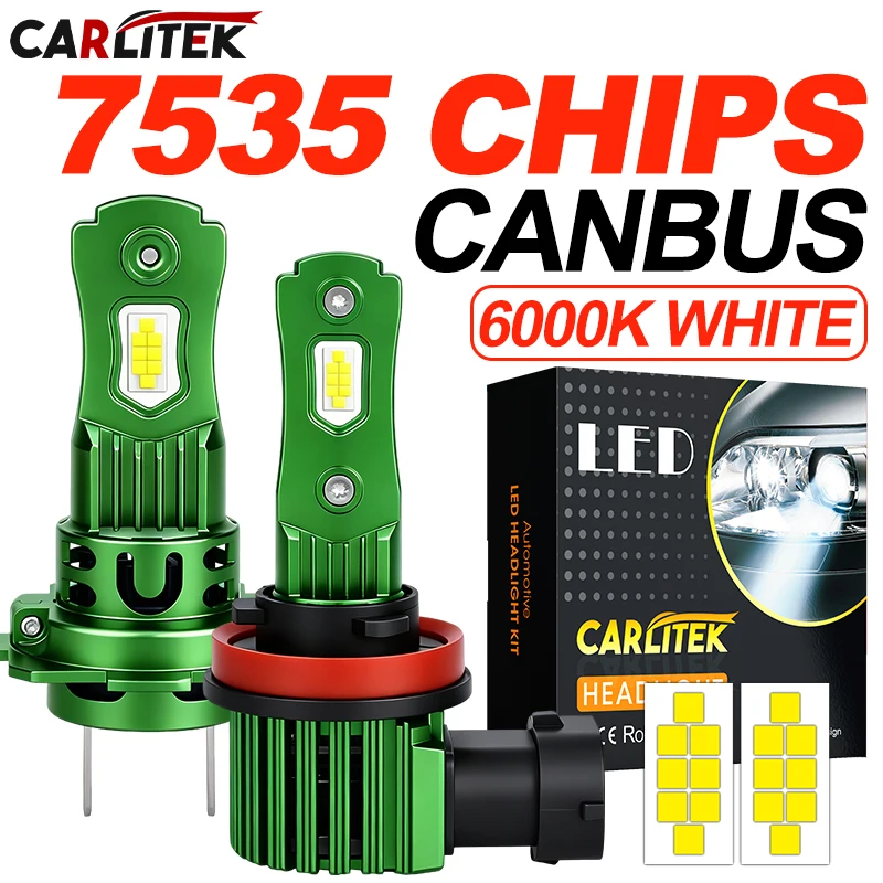 1:1 H7 H1 H4 LED CANBUS High Power Light H8 H11 7535 CSP Chip Plug&Play Wireless Mini Car Headlight with Fan 6000K 4300K 12V 24V