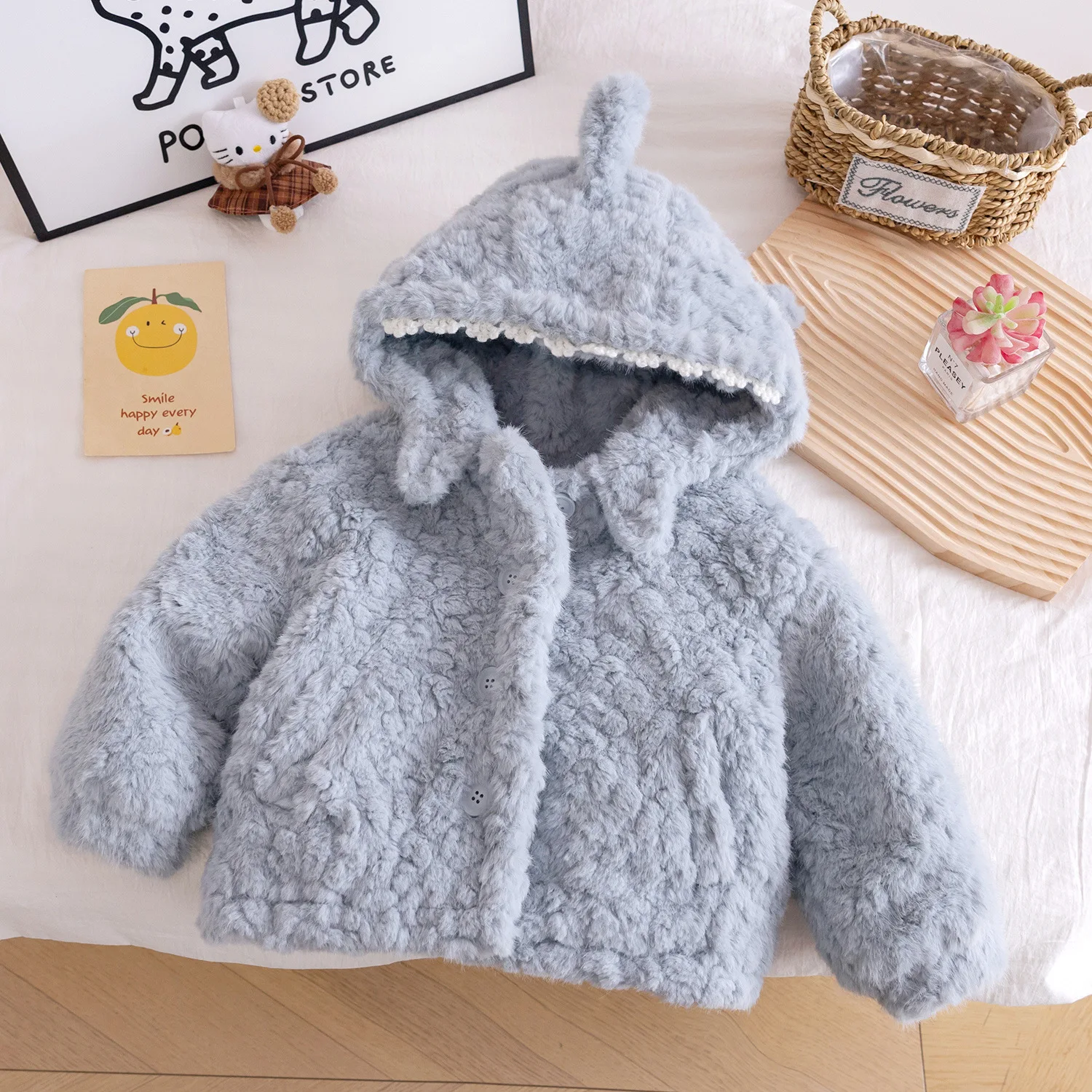 

Kids Baby Girls Parkas Hooded Plus Fleece Toddler Girls Woolen Jacket New Winter Casual Infant Baby Girls Solid Outerwear Coat