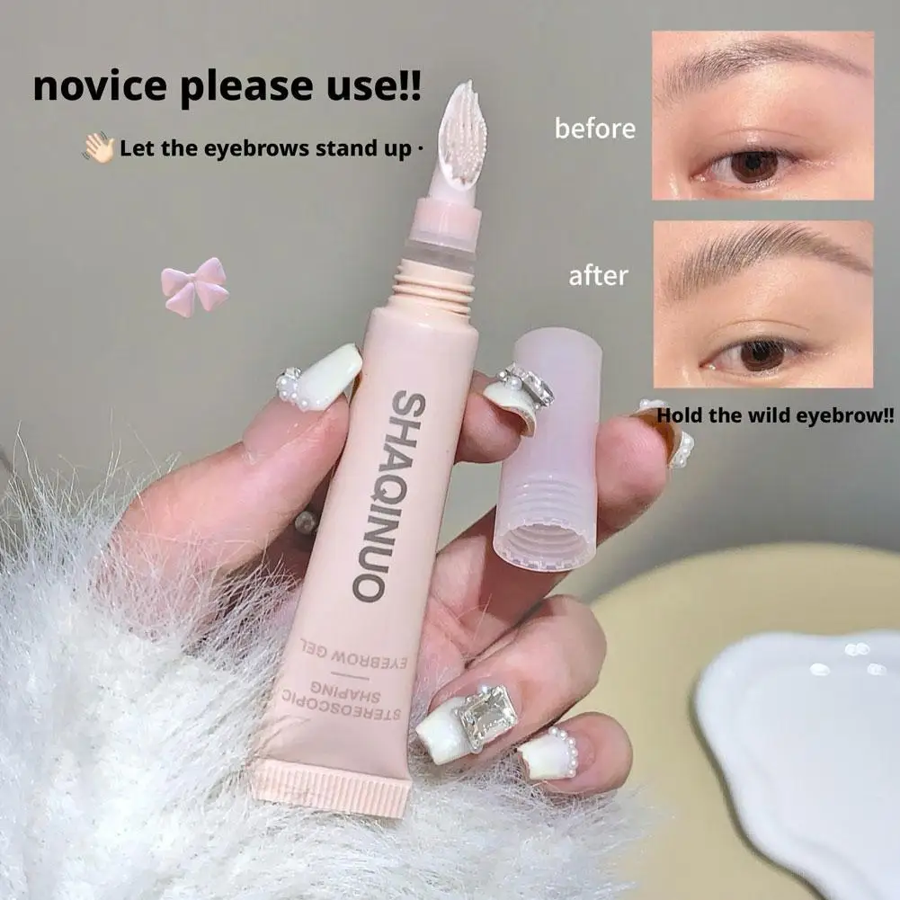 3D Brow Gel Waterproof Transparent Gel Texture With Silicone Brush Long-Lasting Hold Long-lasting Natural Eyebrow Soap