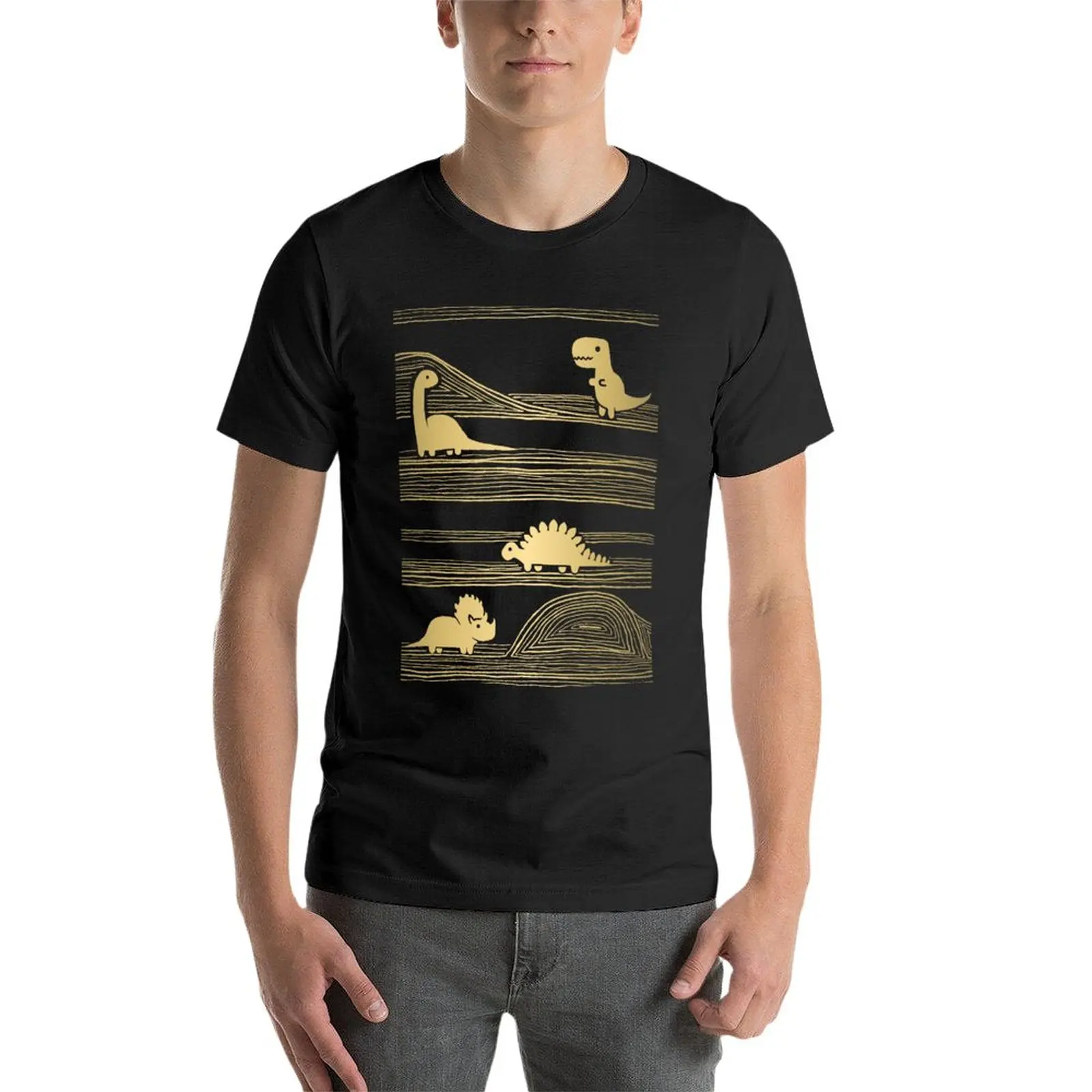 New Dinosaur (gold/black) T-Shirt vintage clothes Short t-shirt Blouse graphic t shirts mens clothing