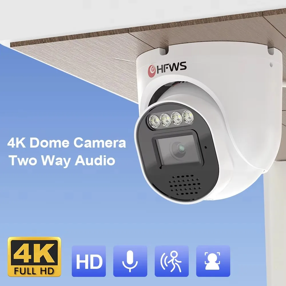 HFWVISIONE 4K 울트라 HD POE 비디오 감시 시스템, 8CH NVR 녹음기 8MP 보안 카메라 CCTV 키트, 오디오 녹음 Ip 카메라