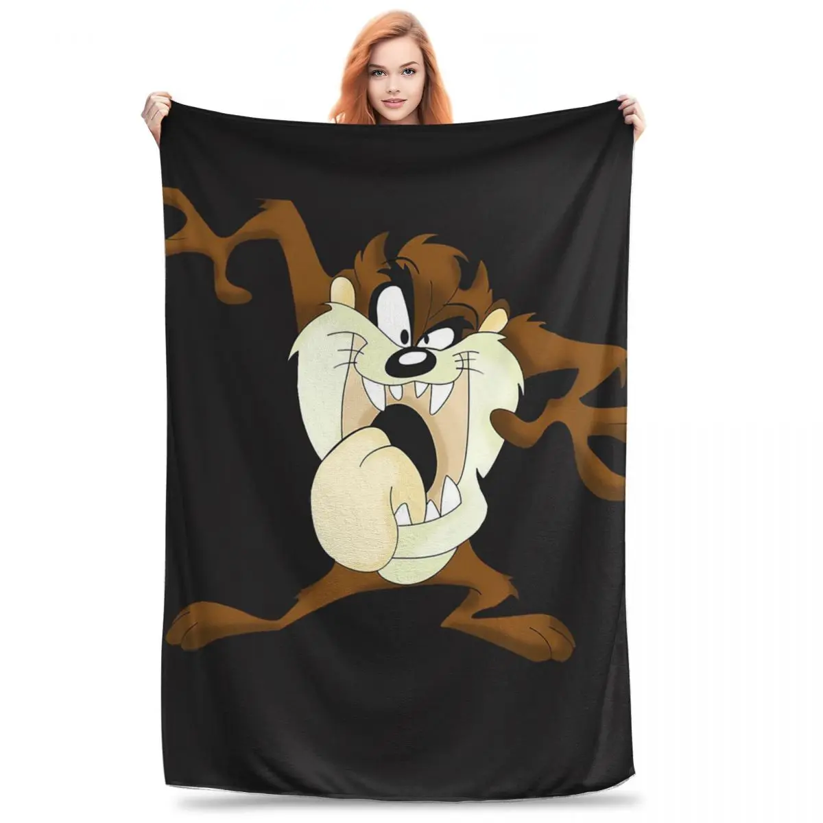 Cartoon Tasmanian Devil Comic Blanket Flannel Warm Sofa Throw Blankets For Home Bedroom Outdoor Throws Bedspread Quilt