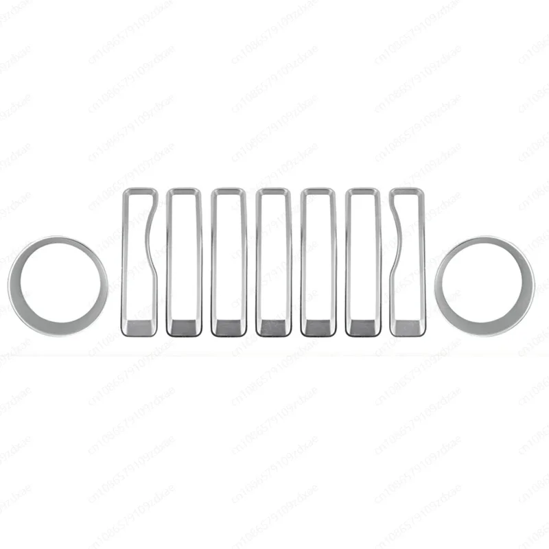 9Pcs Front Grille Chrome Headlight Decoration Circle For Jeep Wrangler JL JLU Sports 2018-2023