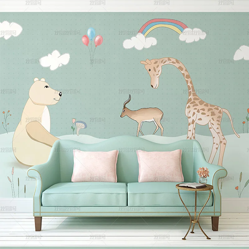 

Современная простая фреска на заказ, скандинавская ручная роспись, обои с изображением животных, ТВ, гостиная, детская спальня, фон, стена, спальня