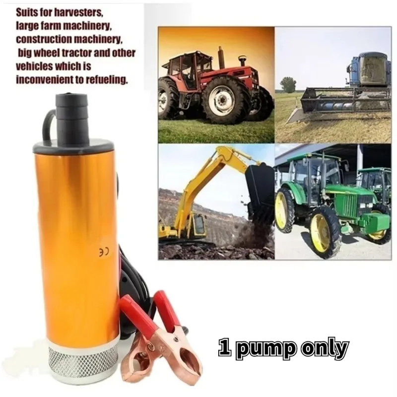 2 in 1 Oil Pump Refueling Gun Electric Submersible 5 Meter Steel Hose Fuel Water Camping Accessories