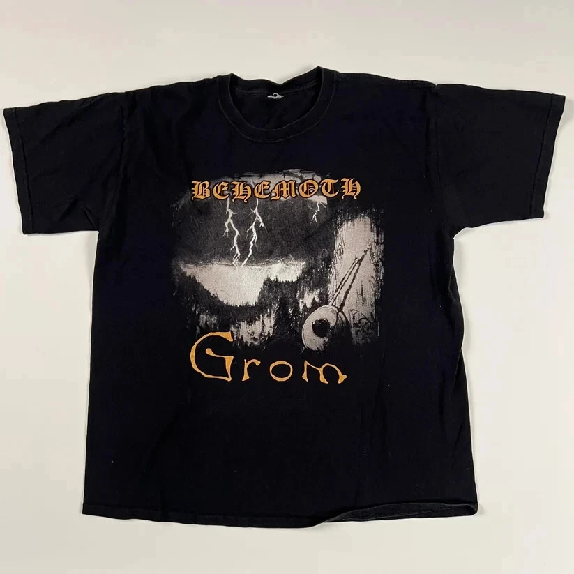 

Vintage Style Behemoth Rock Band Short Sleeve Black Color Reprint T-Shirt Graphic Short Sleeve Shirt Unisex Men Women Summer