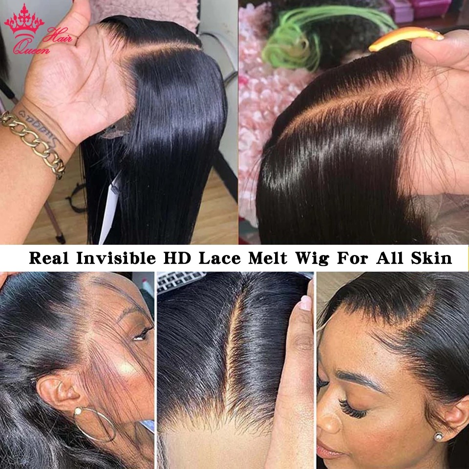 Invisible HD Lace Wigs Virgin Human Raw Hair Wig Malaysian Straight 13x6 13x4 Lace Frontal Pre Plucked Baby Hair Small Knots