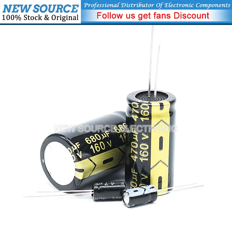 1-50PCS 160V DIP Aluminum Electrolytic Capacitor 1UF 4.7UF 10UF 22UF 47UF 100UF 220UF 470UF 680UF NewSource