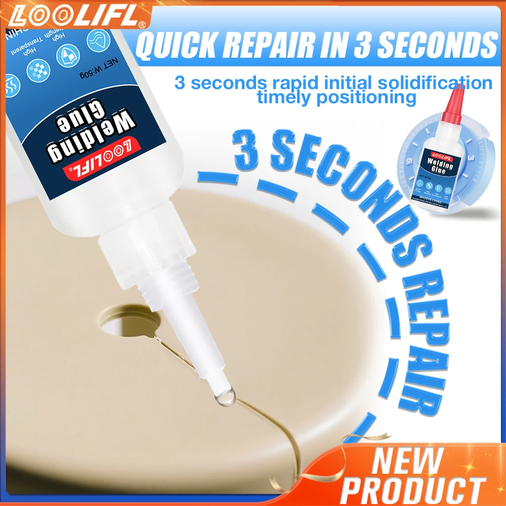 LOOLIFL 50g Hochfester ölbasierter Klebstoff zum Schweißen - Universeller ölbasierter Schweißkleber für Sofortklebstoffe für Harze, Keramik, Metalle, Glas, Kunststoffe, Holz, einschließlich Spender.