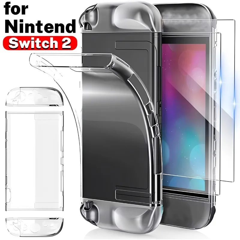 For Switch 2 Handheld Gaming Console Silicone Case Protective Cover Shockproof Transparent Protector Shell for Nintend Switch2