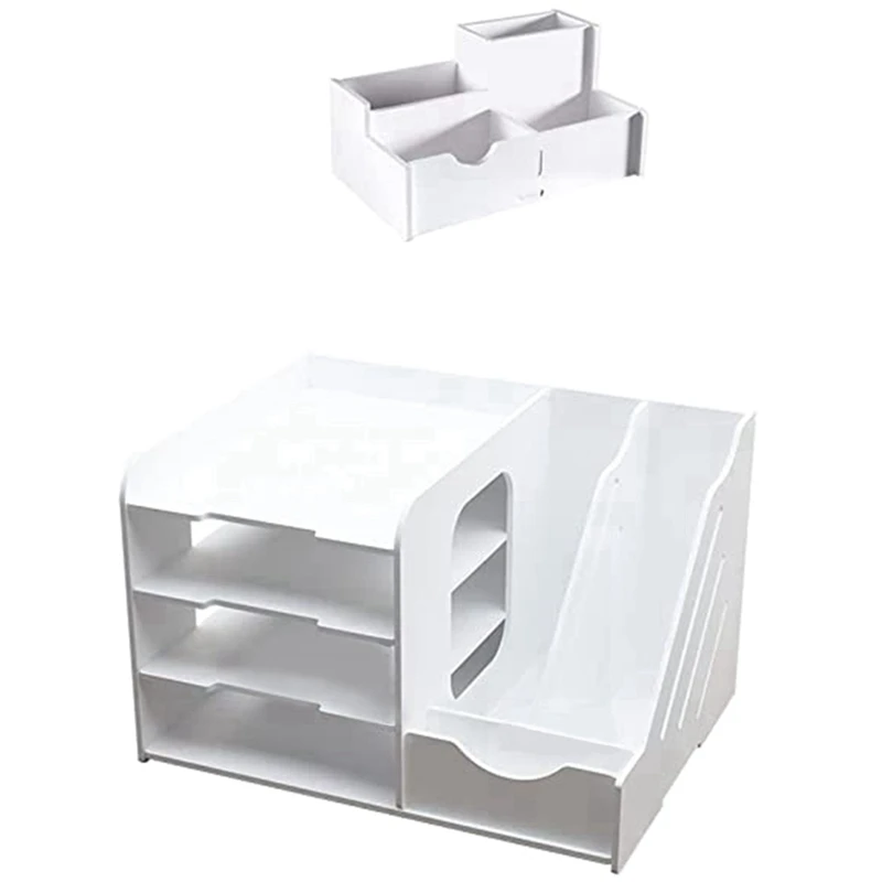 

1Set Office Supplies Organizer Storage Office School Studio Home Desk Accessories And Workspace Organizer White