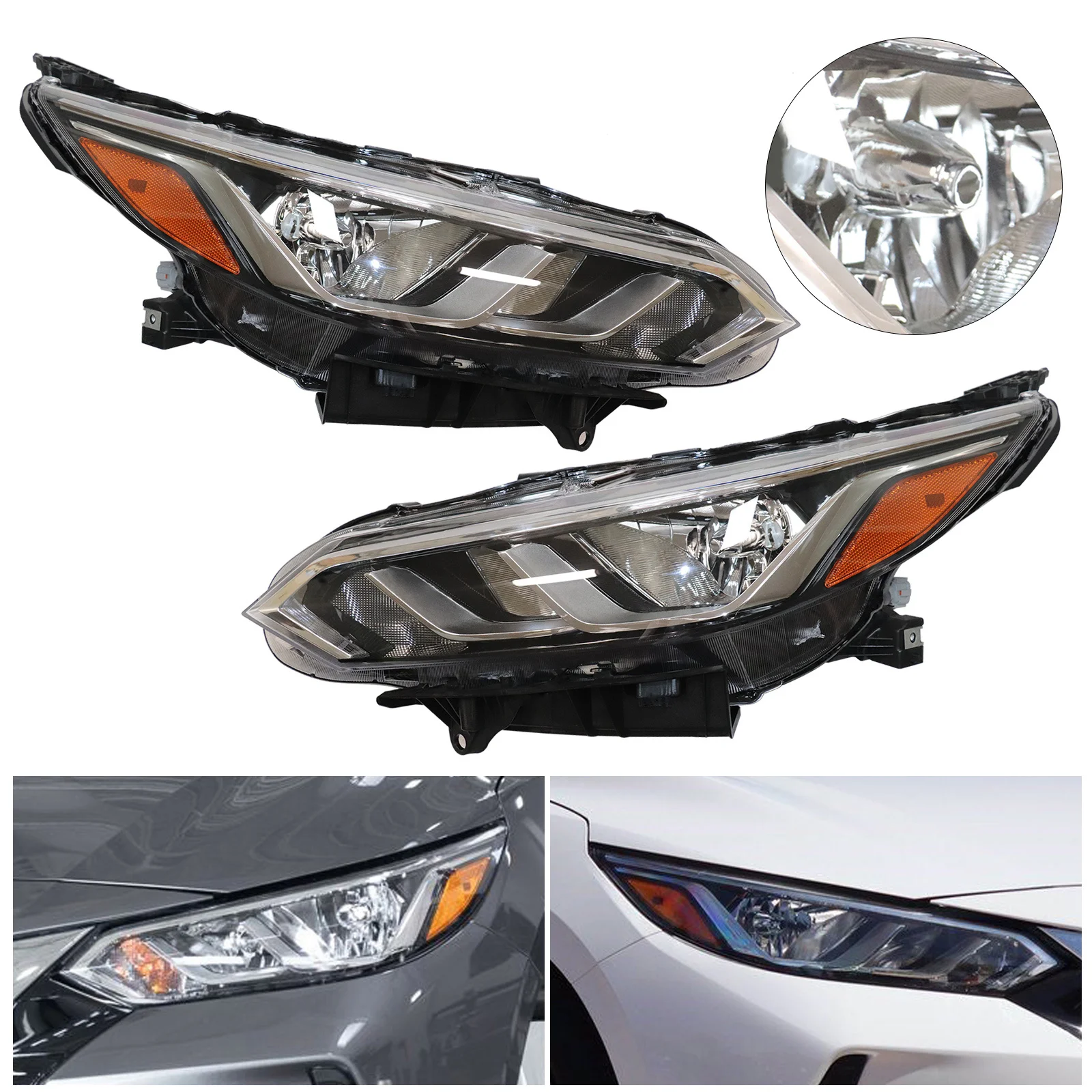 

Fit For 2020 2021 2022 Nissan Sentra Front Headlight Headlamp Assembly Driver Left Side/ Passenger Right Side/ Pair