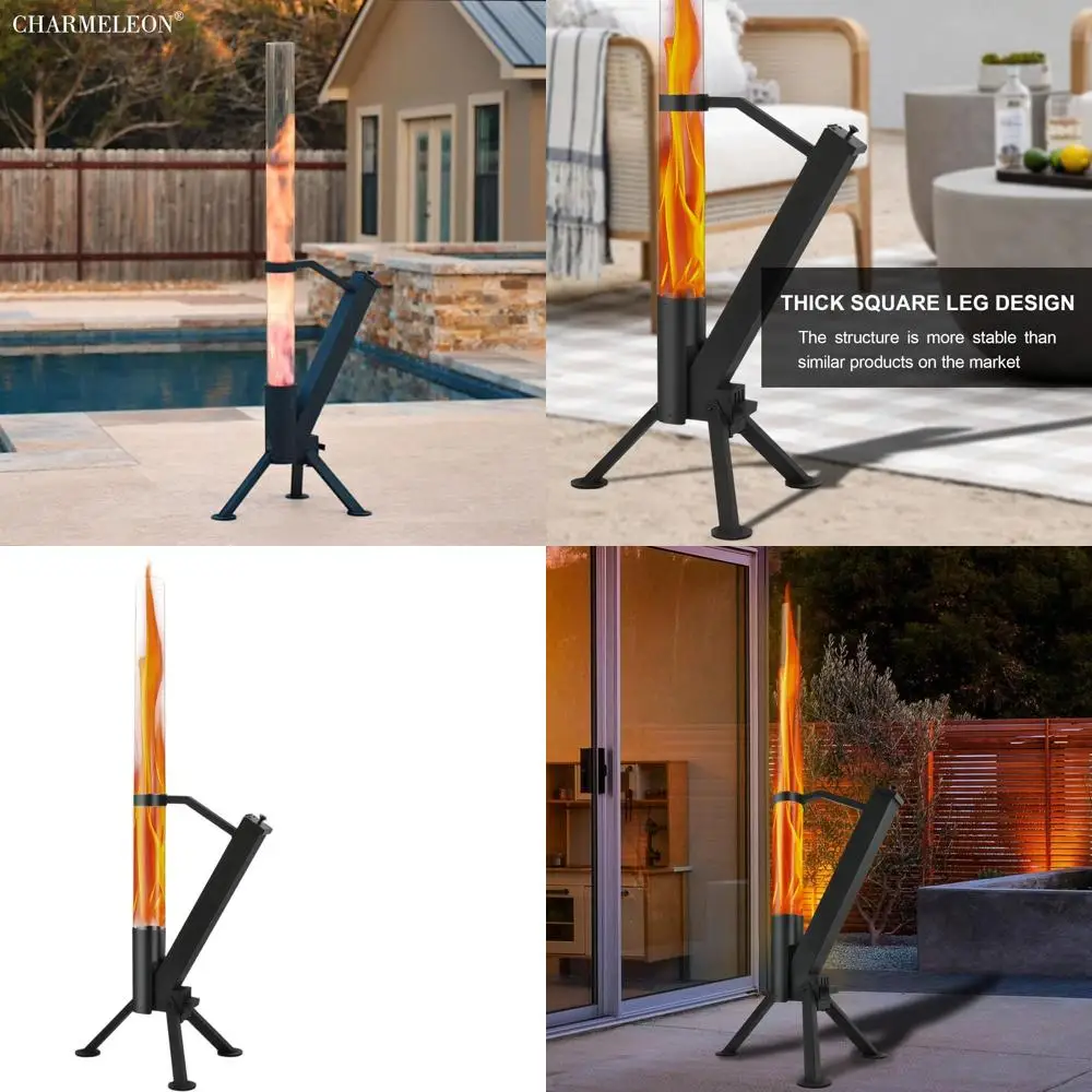 

Портативный уличный очаг на древесных пеллетах - матовый черный обогреватель для патио из нержавеющей стали