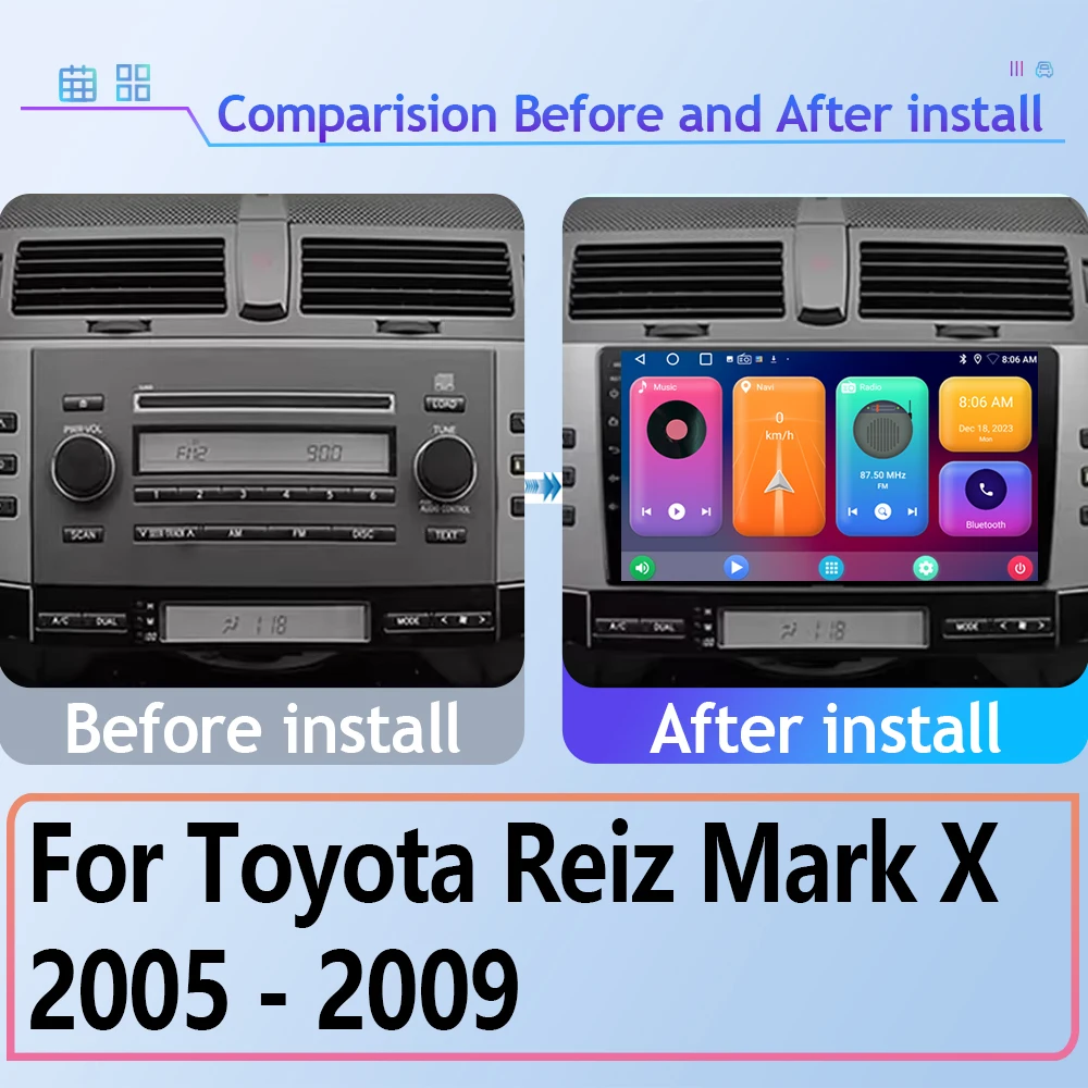 Android Auto For Toyota Reiz Mark X 2005 - 2009 Car Radio Video Player Multimedia Navigation Auto WIFI Carplayer GPS No 2din DVD