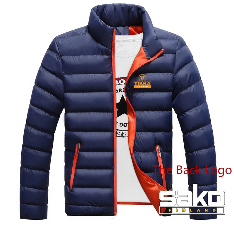 Tikka By Sako Finland Firearms Logo 2022 Men\'s New Stand Collar Parkas Jacket Winter Cotton Warm Parkas Coats Streetwear Clothes