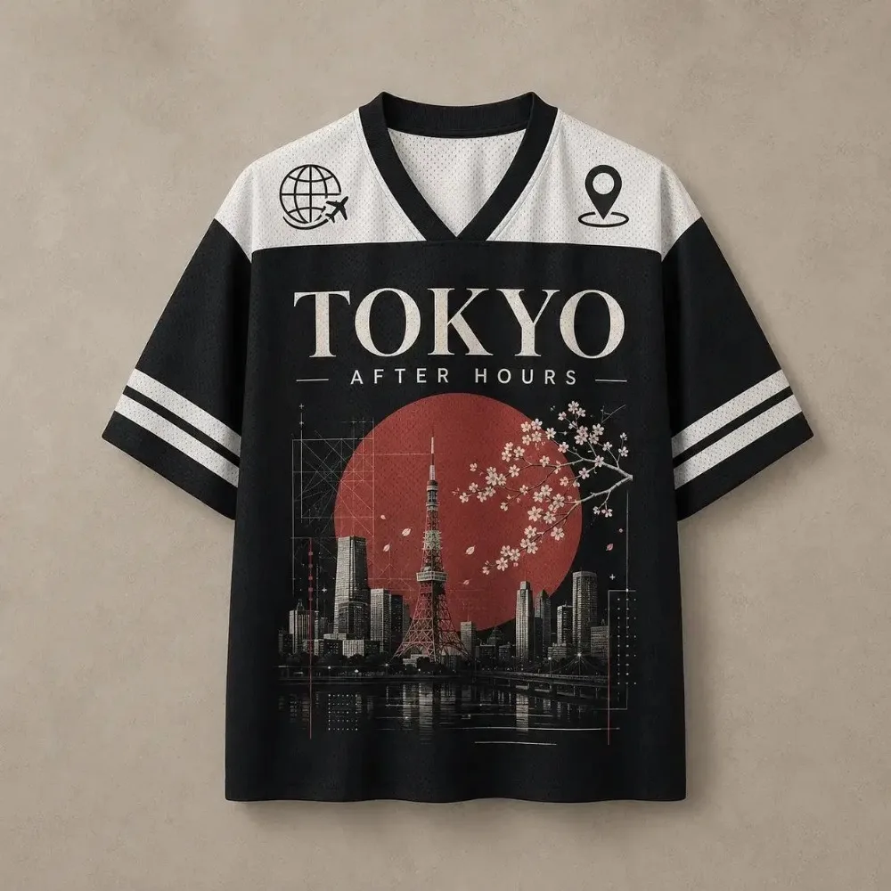 Harajuku Japanese Tokyo Night City 3D Printed Men V-neckT-Shirt  Sport Quick-Dry Breathable Comfortable Leisure Y2K Parent-Child