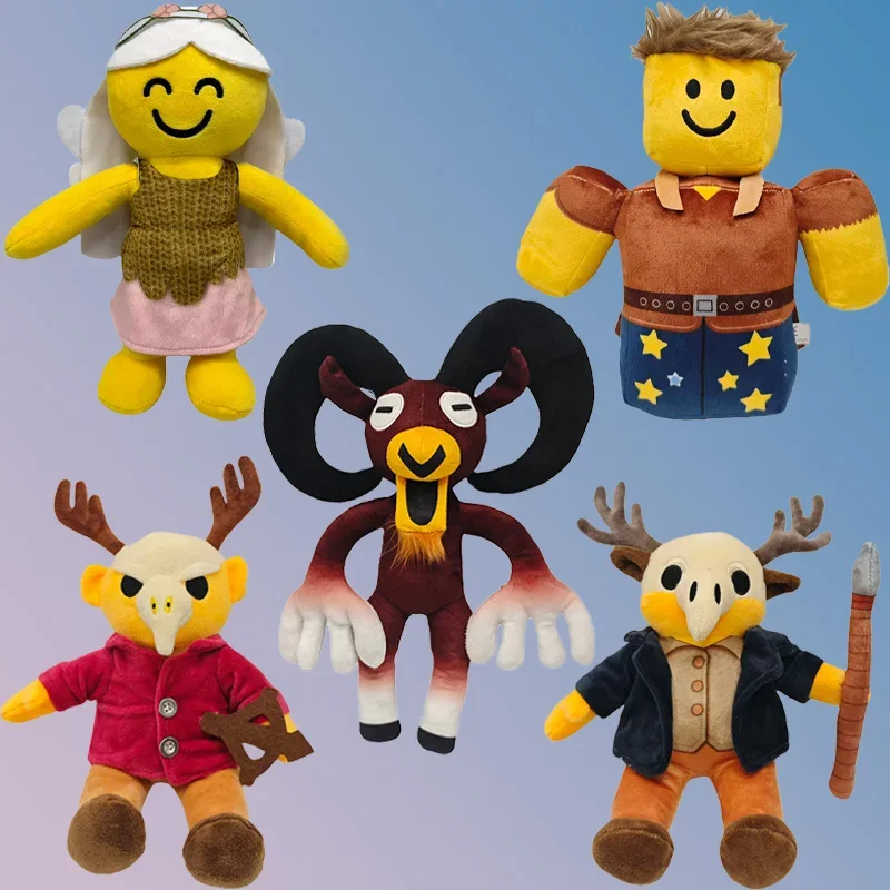 Stuffed 26cm Hot 99 Nights in the Forest Player Brown-haired Square Person Doll Plush Toy for Kids Fans Cosplay Birthday Gifts
