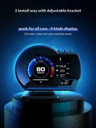 Newest A501 Gauge Head Up Display OBD2 Smart Car HUD Digital Odometer Security Alarm Turbo Water&Oil Temp RPM Auto Meter