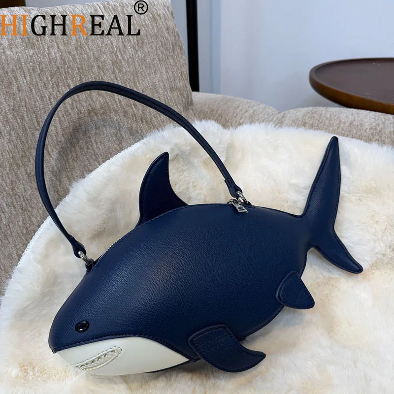 Harajuku Shark Shaped Women's Bag 3D Marine Animals Shoulder Bag Funny Purses for Girls Creative Party Bags for Women Handbags