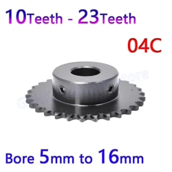 1Pcs 10 - 23Teeth 04C Chain Gear 45# Steel Industrial Sprocket Wheel 25H Motor Chain Drive Sprocket Bore 5mm to 16mm