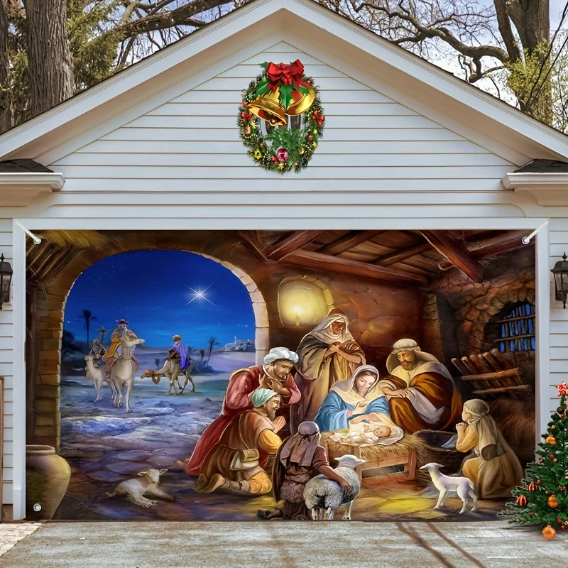 لتزيين باب المرآب خلفية قماشية لحفلات عيد الميلاد وترتيب مستلزمات مطابقة #3