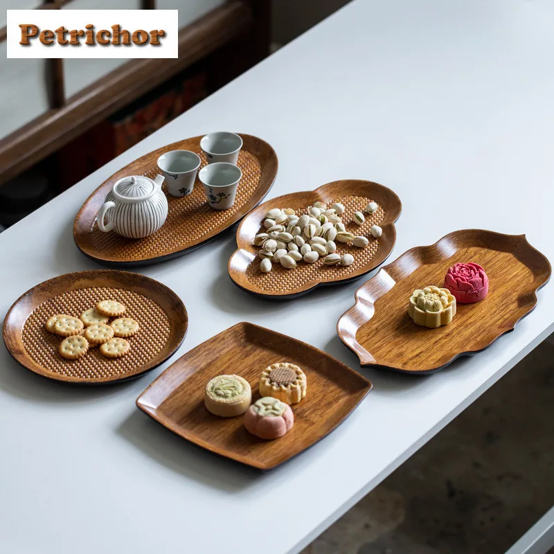 

Heavy Bamboo Fruit Dishes Japanese Pastry Plate Food Dinner Plates Trinket Dish Household Serving Tray Drinkware Supplies Craft