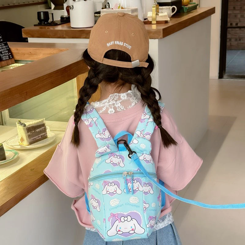 Sanrio Hello Kitty Anti-Lost Backpack Children's Bags Kuromi Schoolbag Cinnamoroll Backpack Tow Rope Prevent Loss Knapsack Gift