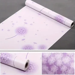 Self-adhesive Wallpaper Purple Dandelion Pattern Contact Paper Waterproof Detachable Living Room Kitchen Wallpaper for Bedroom