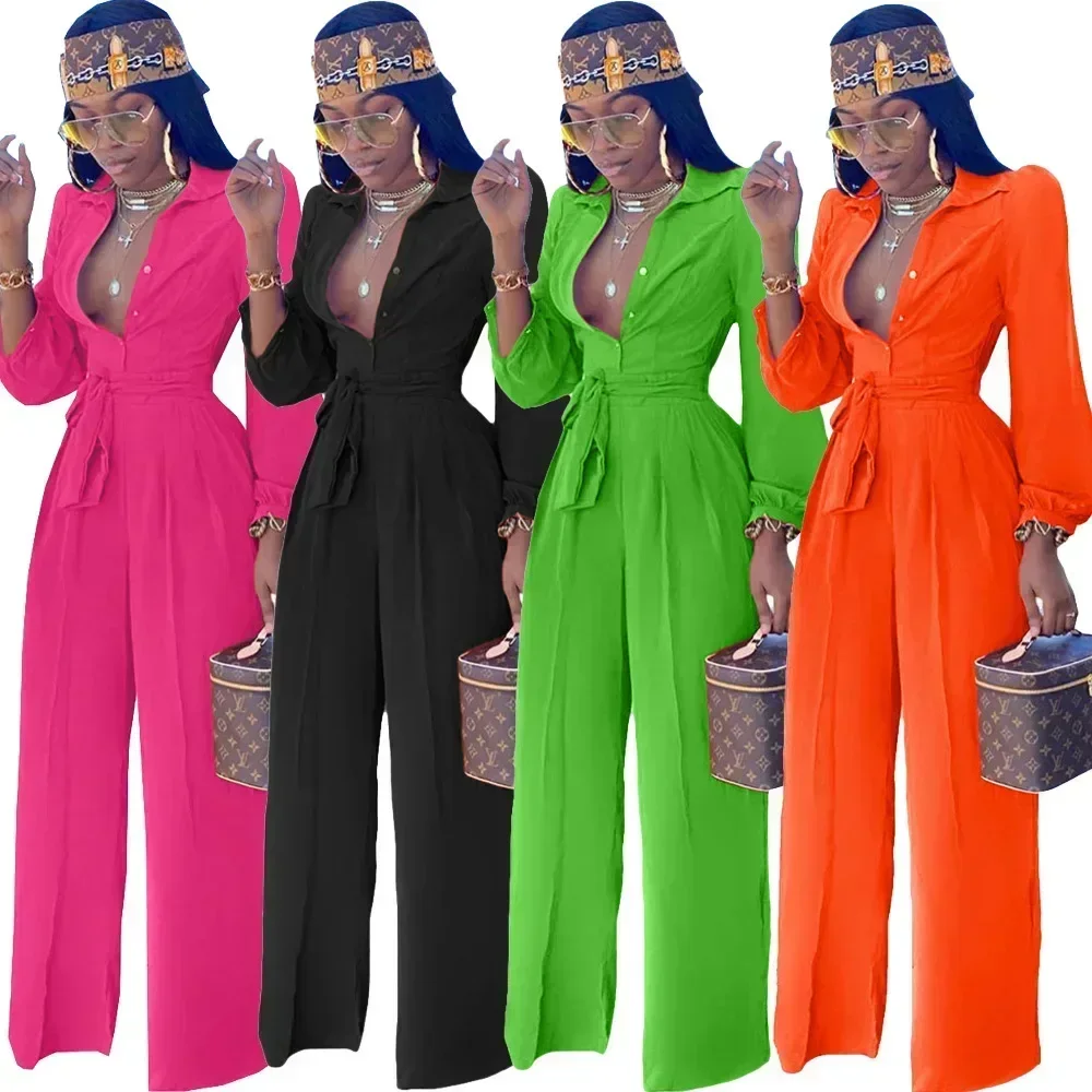 Summer African Clothes For Women African Long Sleeve V-neck Blue Black Orange Party Evening Jumpsuit Dashiki African Clothing