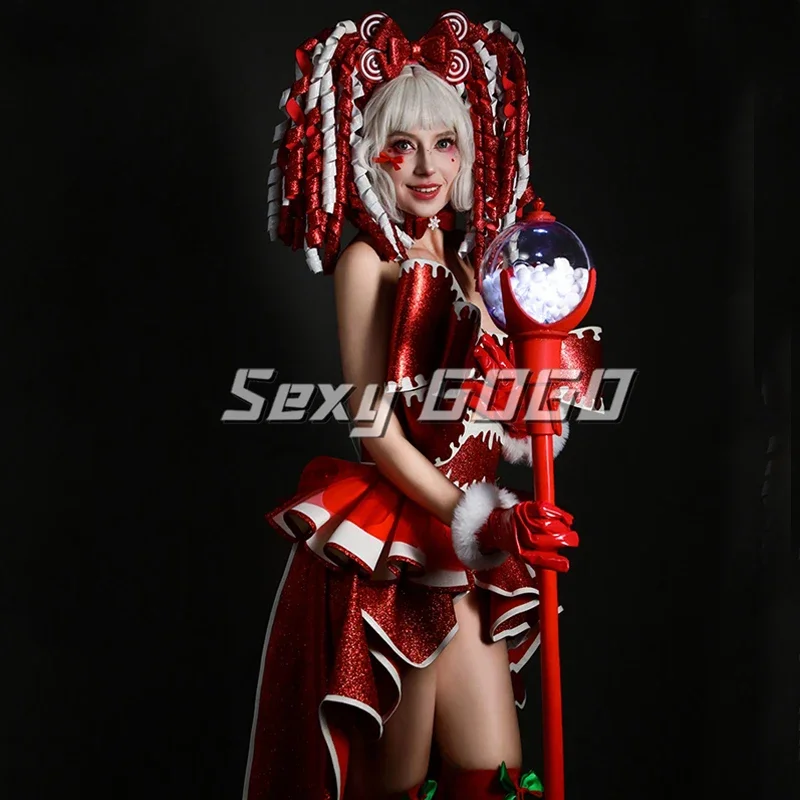 Damskie stroje do gogo dance, świąteczne ubrania do pole dance, cosplay, strój festiwalowy, klub nocny, DS, DJ, pokaz sceniczny, rave, XS7490