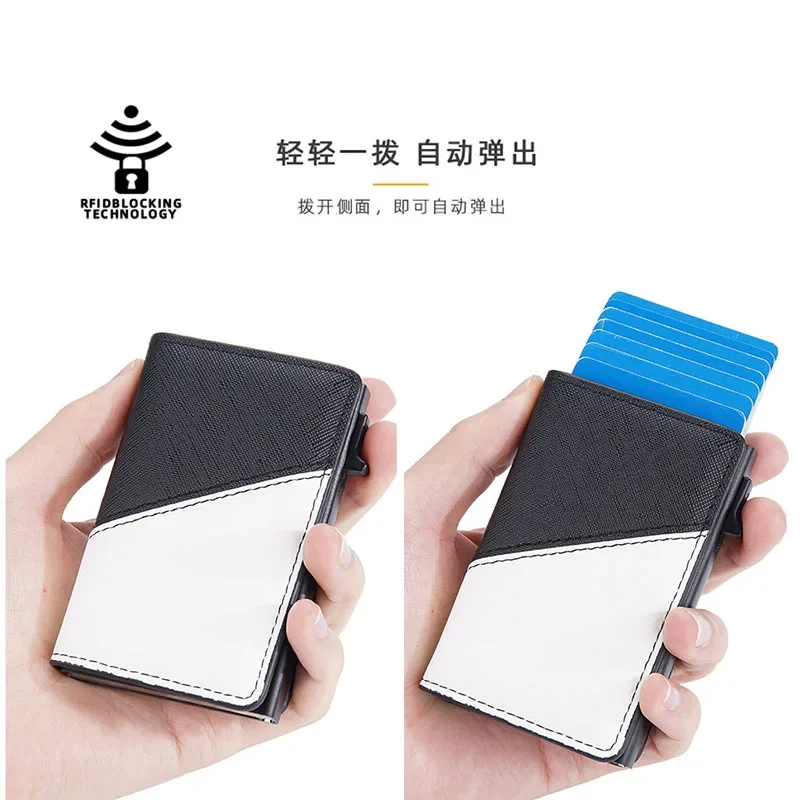 Carbon Fiber Credit Card Holder Wallet Men Rfid Smart Metal Thin Slim Pop Up Minimalist Wallet Small Purse Metal Vallet Ctional