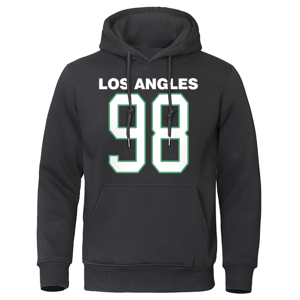 

Los Angeles 98 Personality Letter Mens Clothing Personality New Streetwear Pocket Fleece Clothing O-Neck Pullover Male Hoody