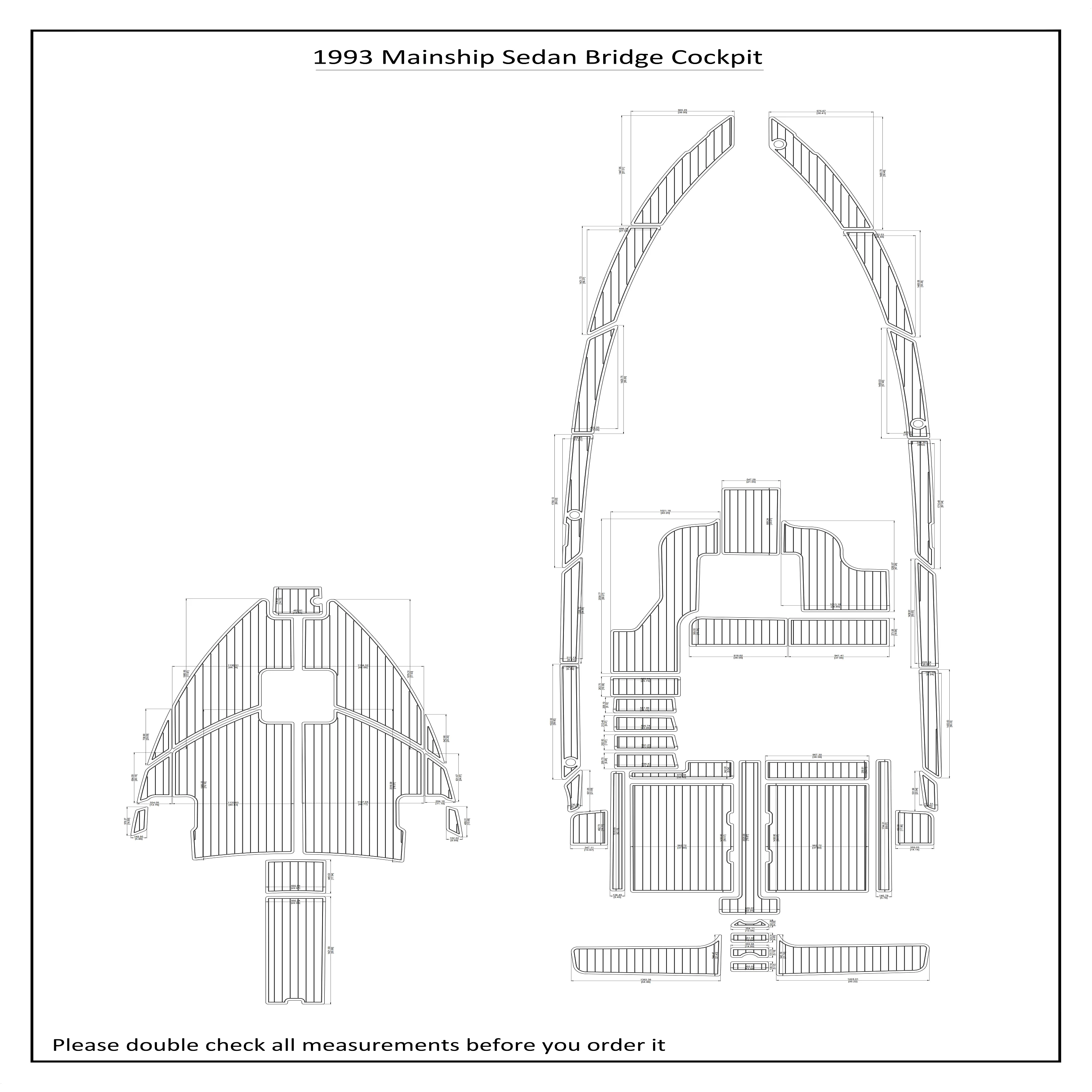 

1993 Mainship Sedan Bridge Cockpit Boat EVA Faux Teak Deck Floor Pad