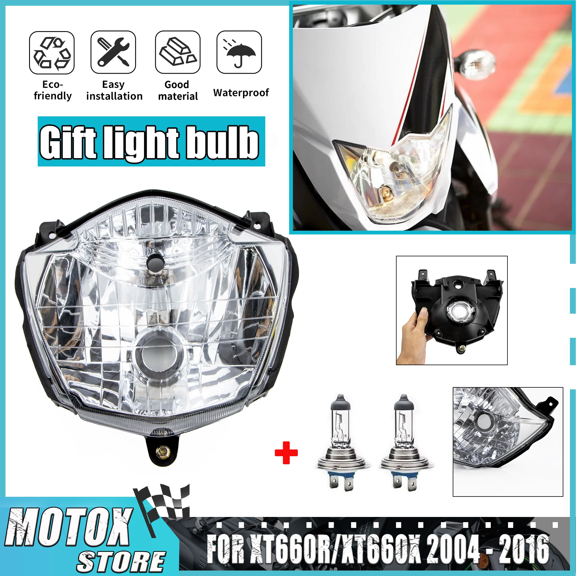 Conjunto de faros delanteros para motocicleta, apto para Yamaha XT660X XT660R 2004 - 2014 XT 660R 2005 2006 2007 2008 2009 XT660