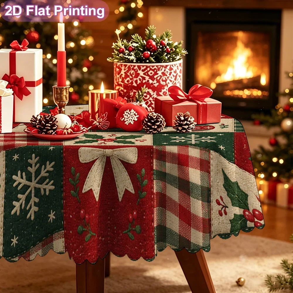 tablecloth, colorful Christmas splicing table mat, round polyester tablecloth, spring and summer tablecloth decoration