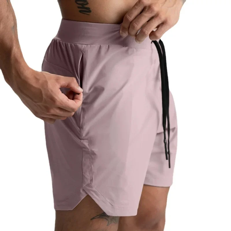 Men's Summer American Fashion Five Part Quick Drying Single-Layer Woven Solid Color Running and Fitness Sports Casual Pants