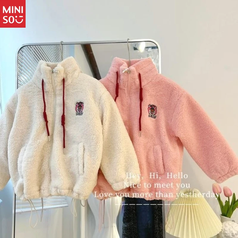 Disney Lotso Bear Plush Jacket for Girls 2025, Cute Quilted Baseball Style Coat