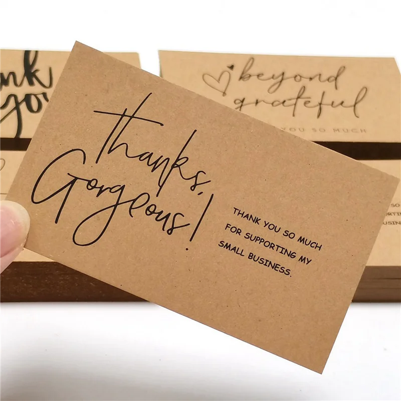 AM-360 Pcs Exquisite Kraft Paper Thank You Cards ,For Small Business Appreciation Card Gift Decoration Cards