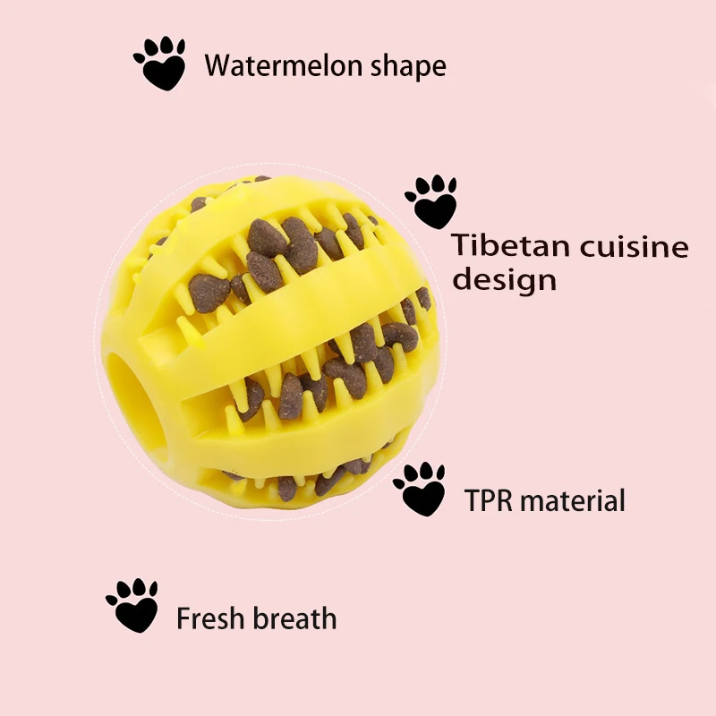 Dog Toy Ball Nontoxic Bite Resistant Toy Ball for Pet Dogs Puppy Cat Dog Pet Food Treat Feeder Chew Tooth Cleaning Ball