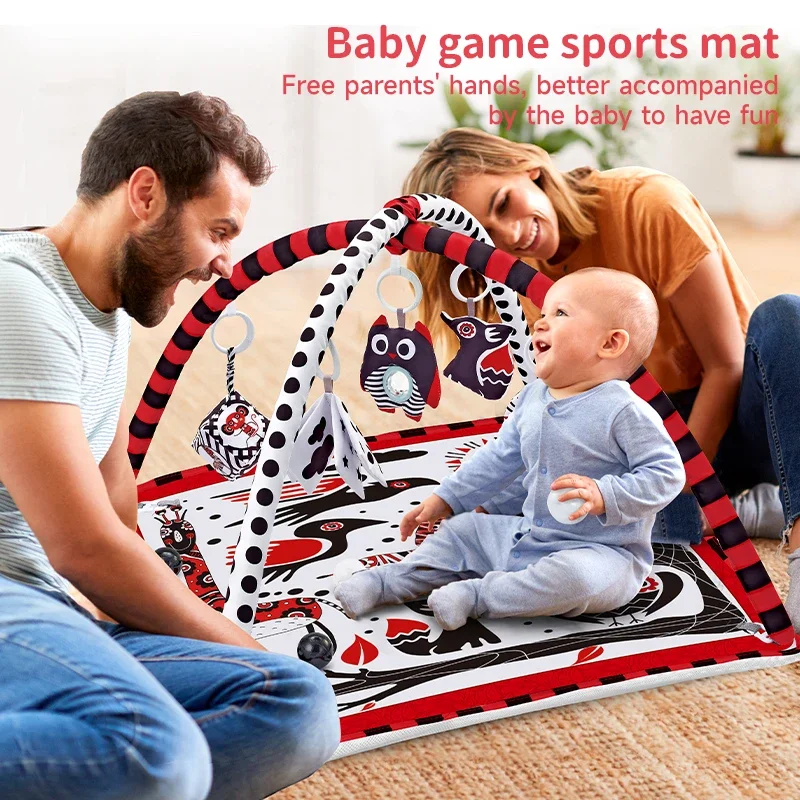 

Baby Fitness Frame Baby Play Mat Multifunctional Black and White High Contrast Cloth Book Enlightenment Toys Activity Gym Game