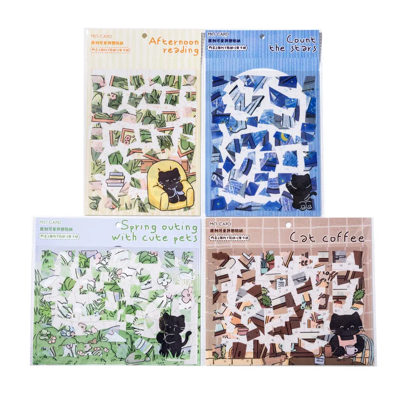 

24sets/1lot Kawaii Scrapbook Stickers little black cat Junk Journal Gold Planner Stationery Decorative