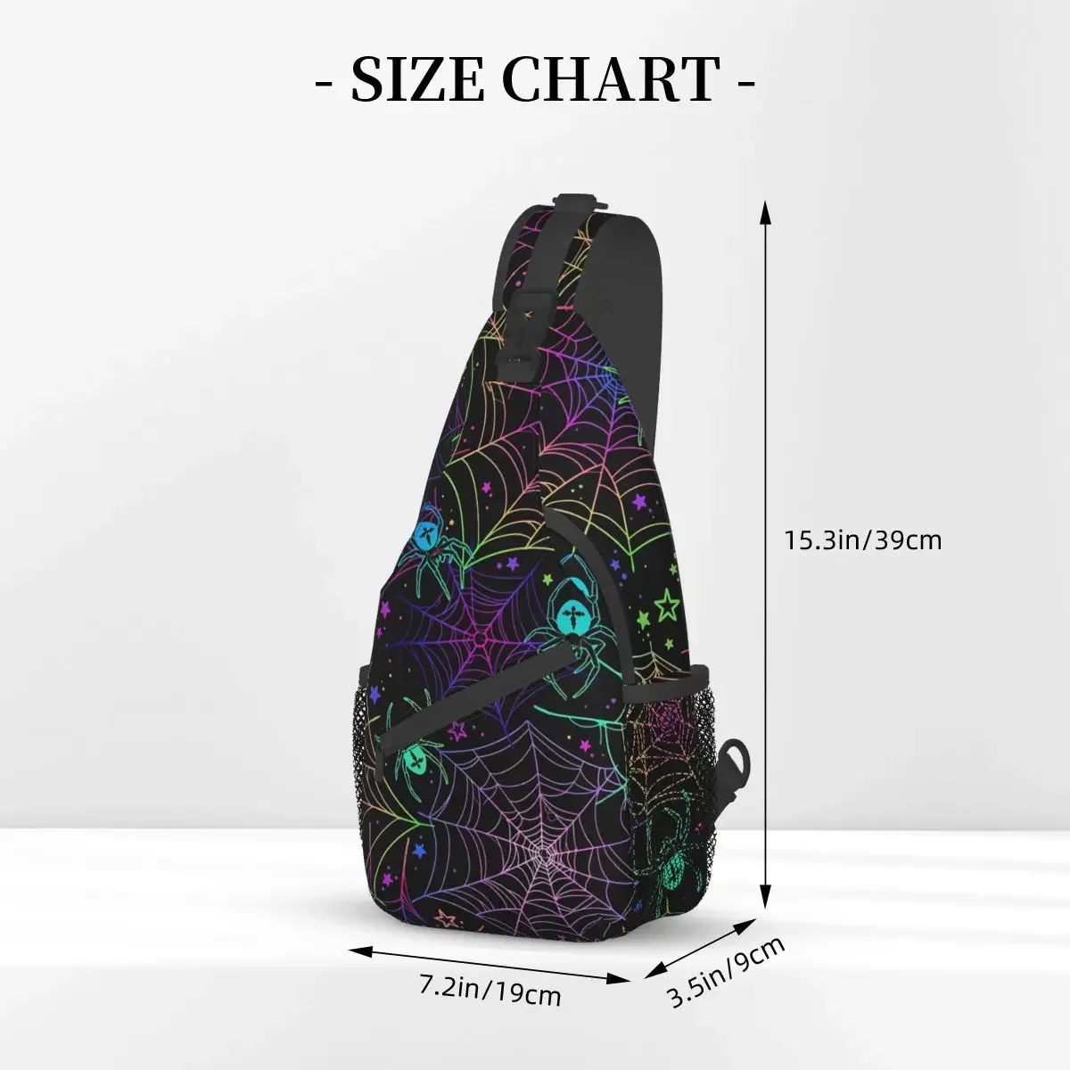 Multicolored Web Crossbody Chest Bags Neon Pattern Pockets Travel Pack Messenger Sports Teens Shoulder Bag Unisex