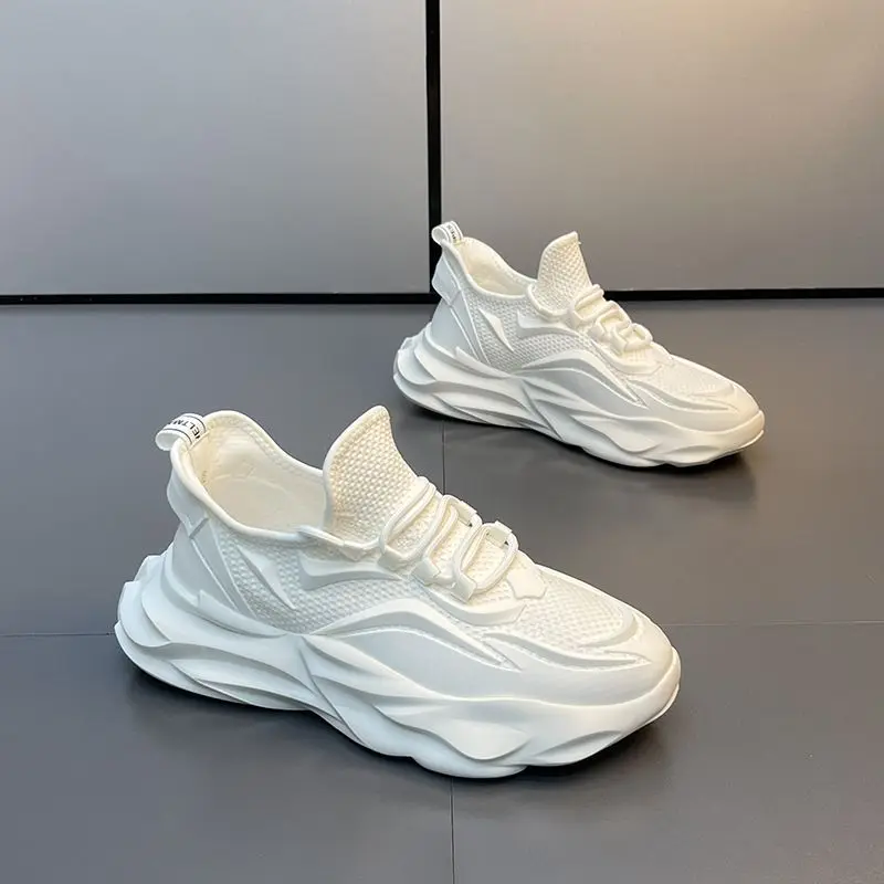 Clunky Sneaker for Men Breathable Thick Soft Sole Comfortable Knited Mesh Casual Sports Shoes Fashion Outdoor Walkong Footwear