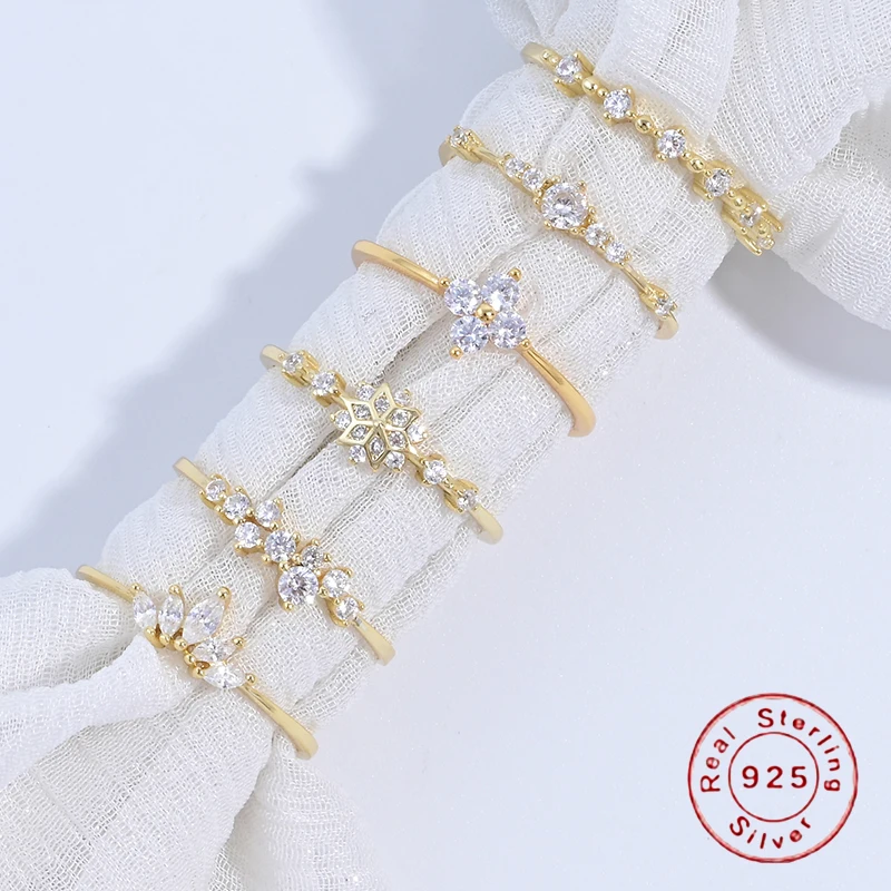 

S925 Sterling Silver Elegant Romantic Sparkling Zircon Clover Women's Ring, Finger Jewelry Jewelry