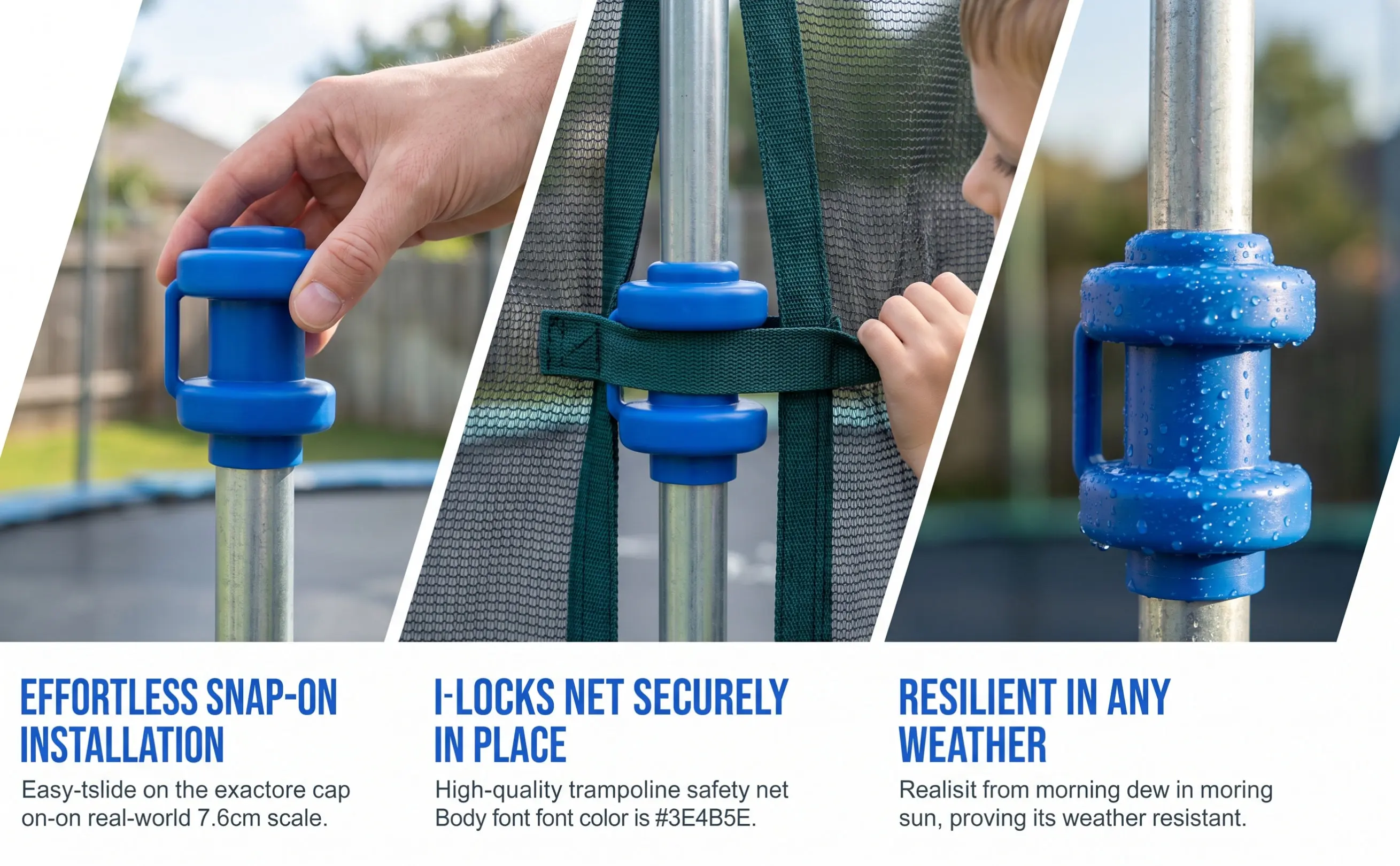 6Pcs Heavy-Duty Trampoline Enclosure Pole Caps Plastic Rod Covers Reliable Fixing Solution for Trampoline Safety Net