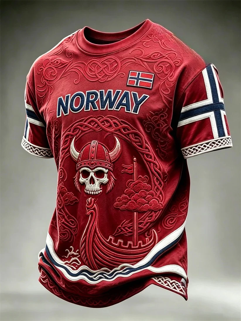 2027 Summer Best-selling Men's Vintage Viking Style 3D Printed Sports Breathable Quick-Dry T-Shirt Family Couple's Top