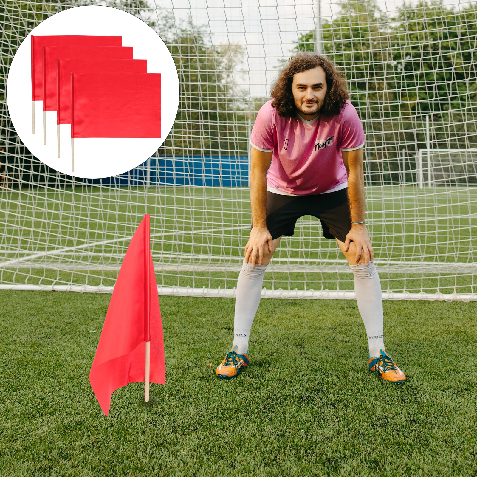 

4 Pcs Flag Hand Signal Flags Soccer Referee for Referees Solid Checkered Linesman