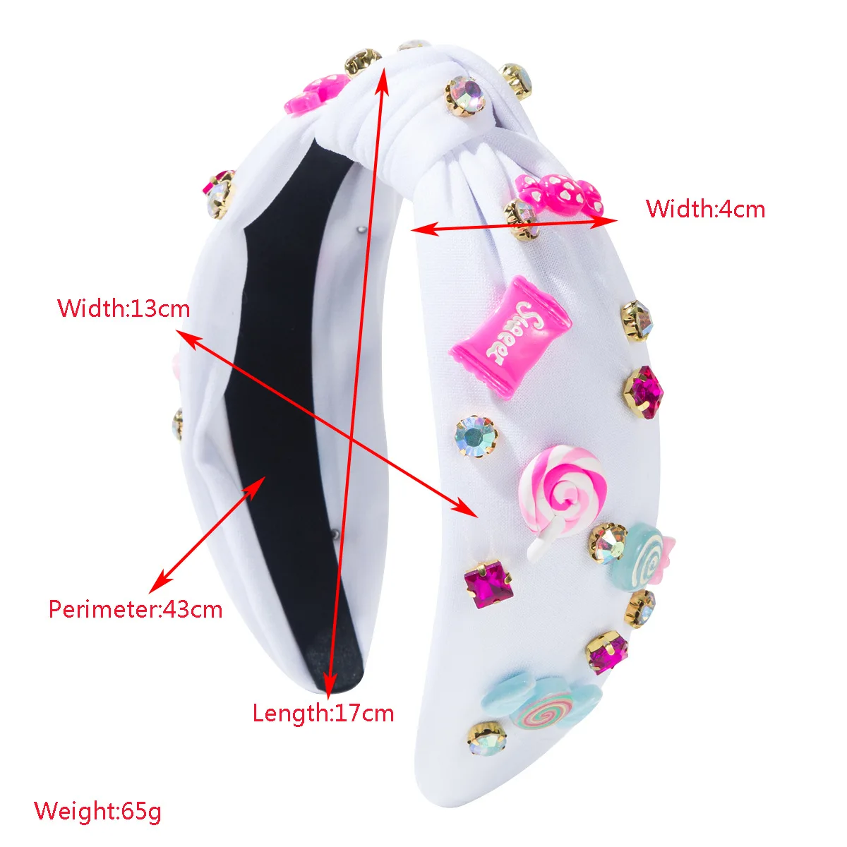 Ikat Rambut Simpul Busur Permen Merah Muda Mode Korea Ikat Kepala Berlian Imitasi Anak Perempuan Manis Aksesori Rambut Elastis Simpai Rambut Pesta Pernikahan